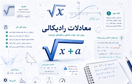 معادلات رادیکالی چیست؟ روش حل، جواب اضافی و مثال‌های حل‌شده