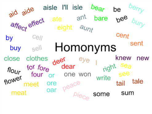 چند لغت مشابه از نظر تلفظ ولی متفاوت از نظر معنی (هم‌آوا)