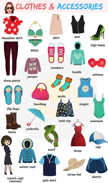 لیست انواع پوشاک و لباس به انگلیسی (زنانه و مردانه)