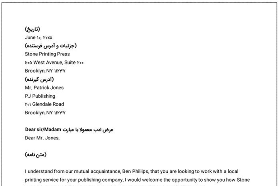 روش نوشتن نامه تجاری انگلیسی +5 نمونه نامه رایج