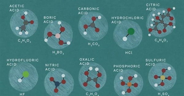 معرفی ۱۰ اسید رایج و ساختار شیمایی آنها