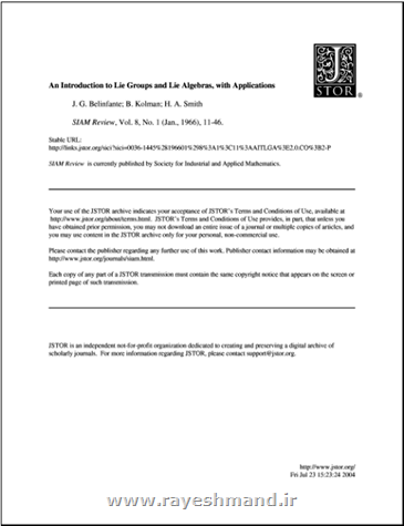 مقدمه ای بر گرو های لی و جبرهای لی به همراه کاربردهایشان