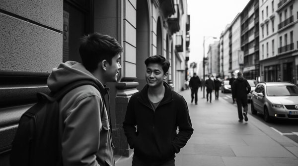 آزمون آیلتس دو دوست در حال صحبت درباره آزمون