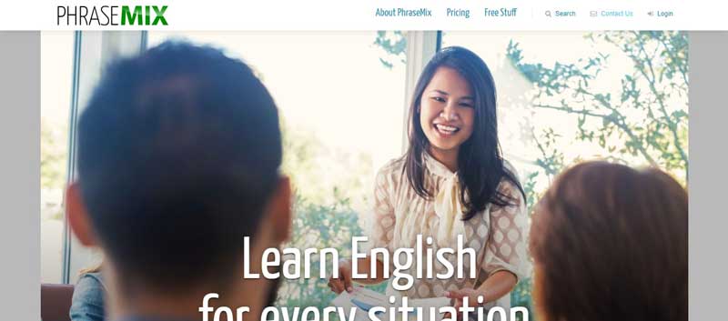 تصویری از وب سایت آموزش انگلیسی Phrase-mix