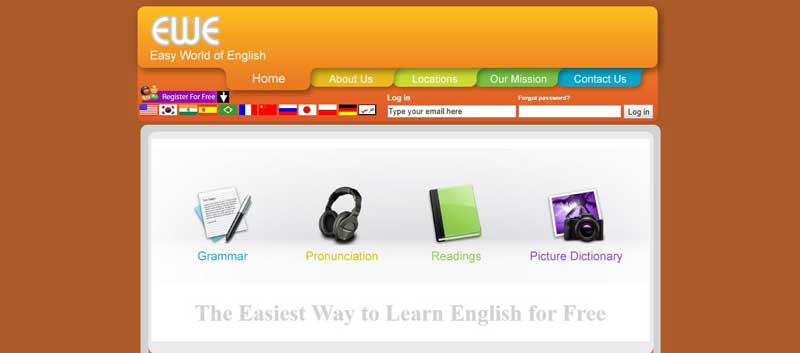 تصویری از محیط وب سایت easy برای آموزش زبان