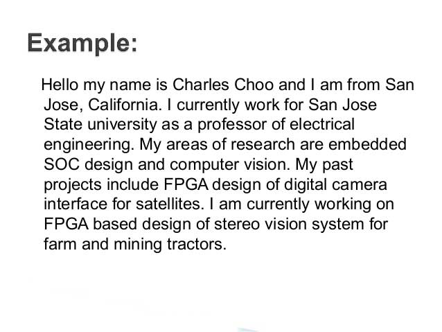 نمونه ای از معرفی خود انگلیسی