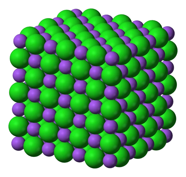 ساختار یونی سه بعدی سدیم کلرید، NaCl