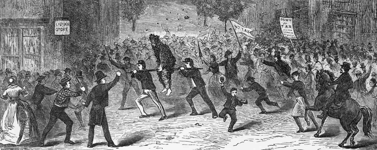 قیراندود کردن یک بازرس دولتی در جریان شورش ویسکی