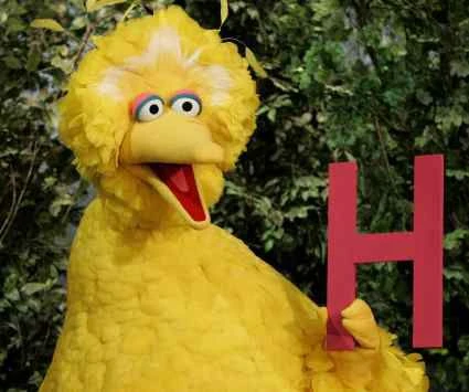 بیگ برد در حال نگه داشتن حرف H