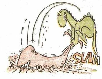 دایناسورهای کارتونی در حال مبارزه