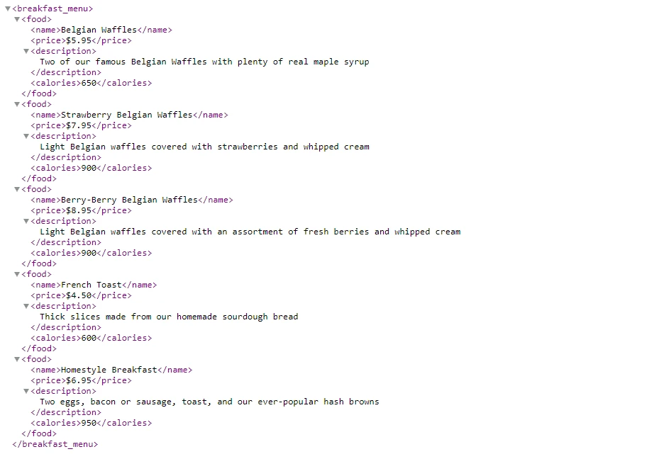نمونه کد XML ساده و قابل فهم