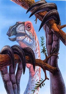 تصویری هنری از دینوکیروس در حال تغذیه