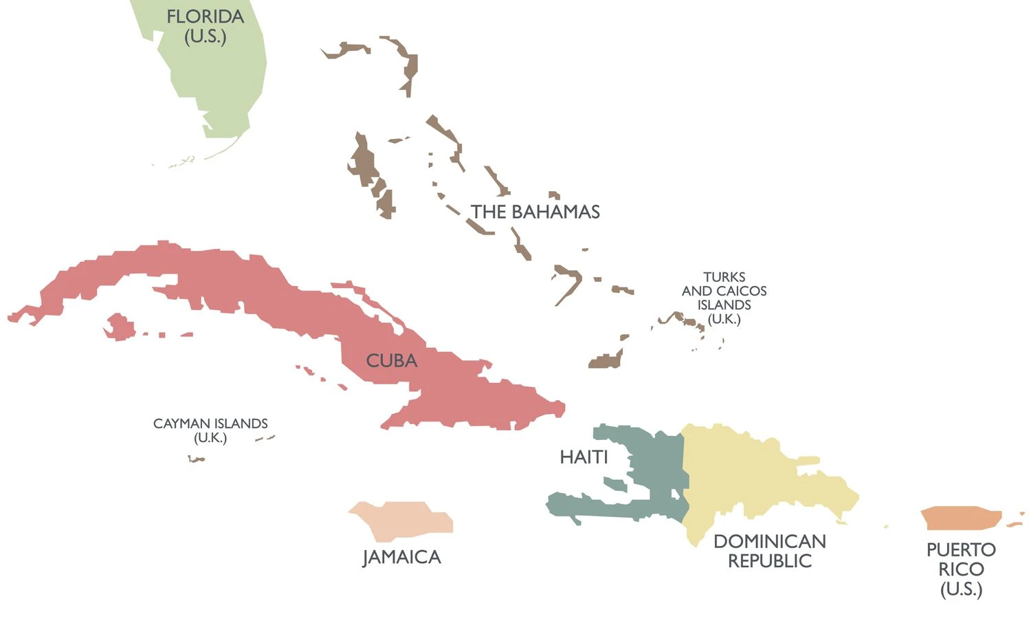 نقشه سیاسی آنتیل بزرگ